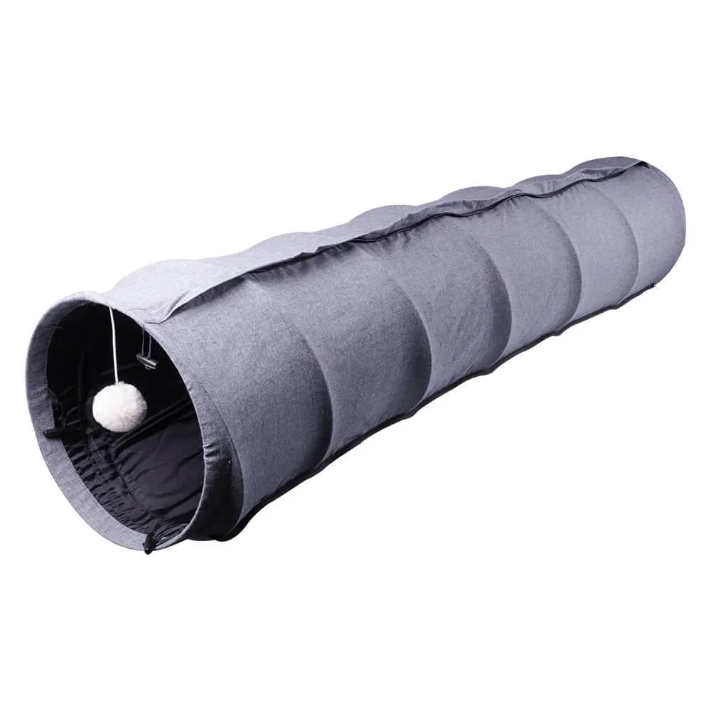 AllPetSolutions 2-in-1 Cat Tunnel Toy with Bed, Grey