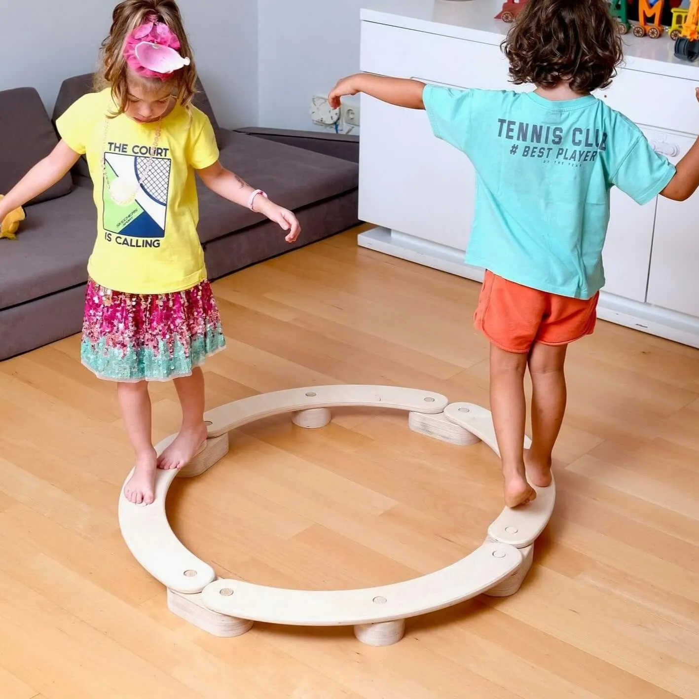 Circular Wooden Balance Beam Set | Montessori Gymnastics Toy for Toddlers