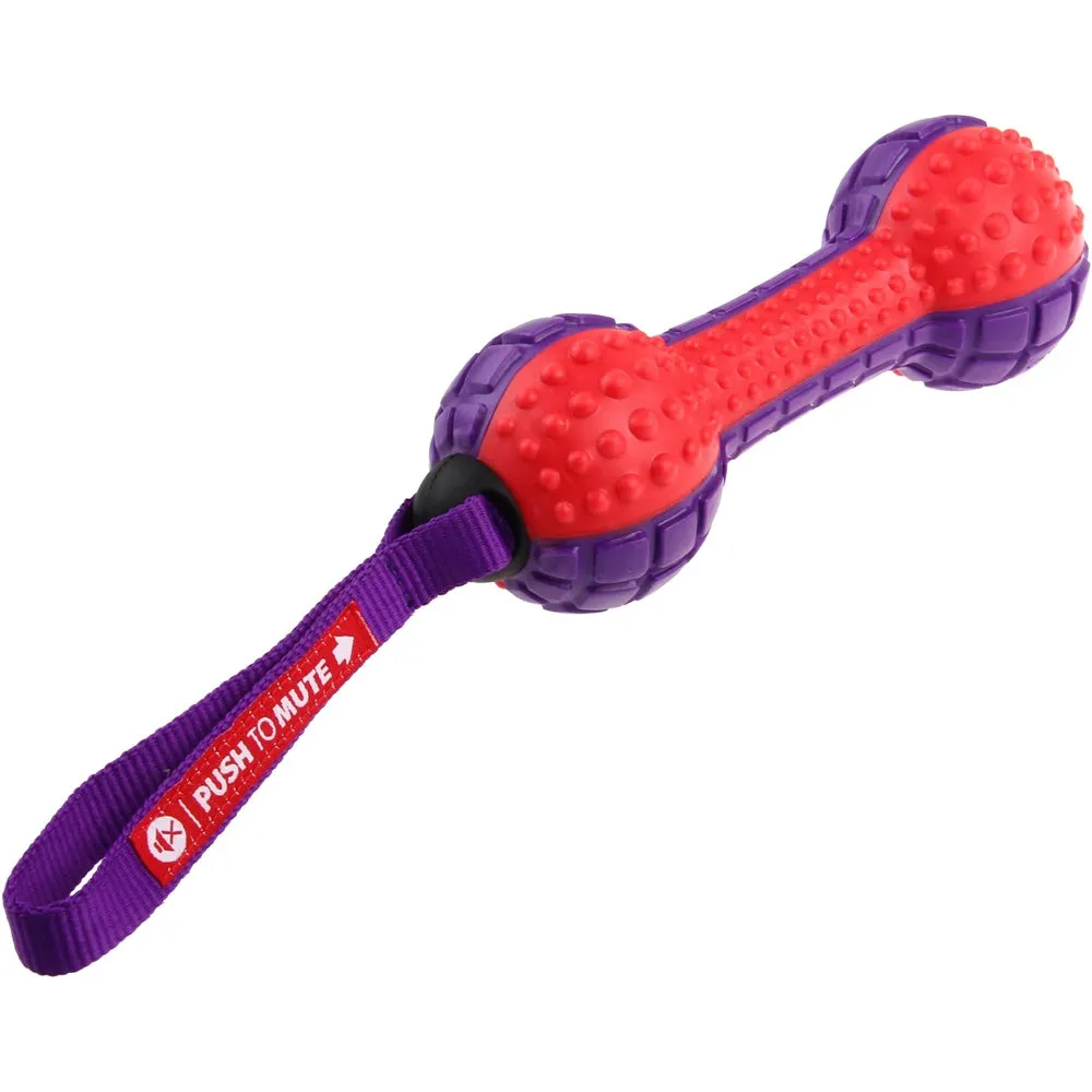 GiGwi Push To Mute Dumbbell Dog Toy (Red/Purple)