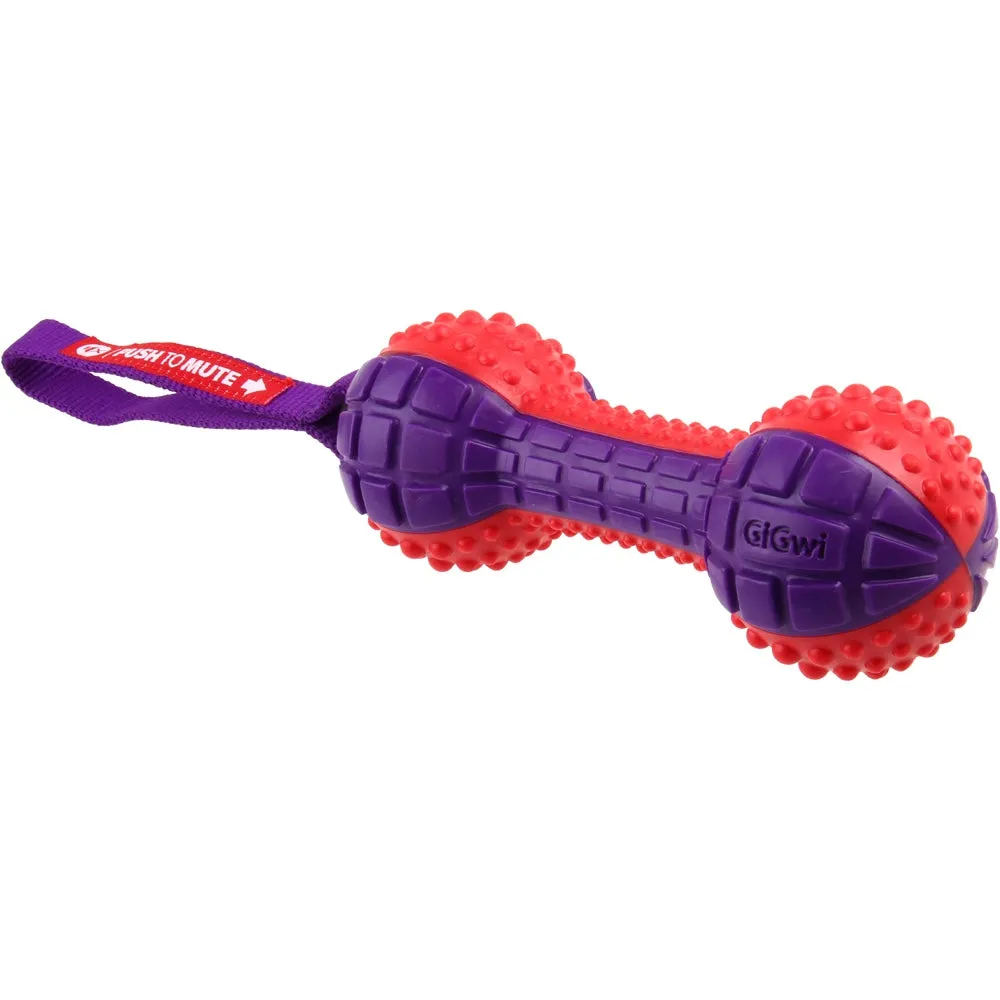 GiGwi Push To Mute Dumbbell Dog Toy (Red/Purple)