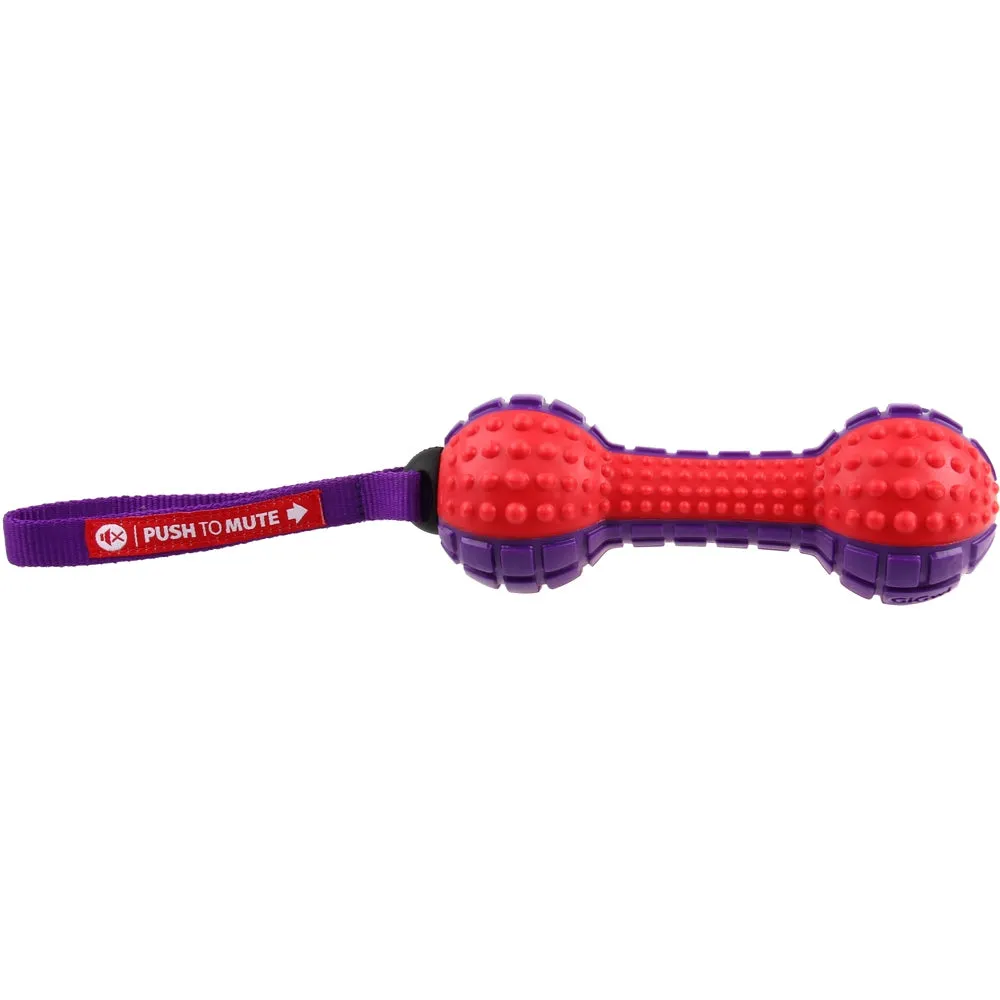 GiGwi Push To Mute Dumbbell Dog Toy (Red/Purple)