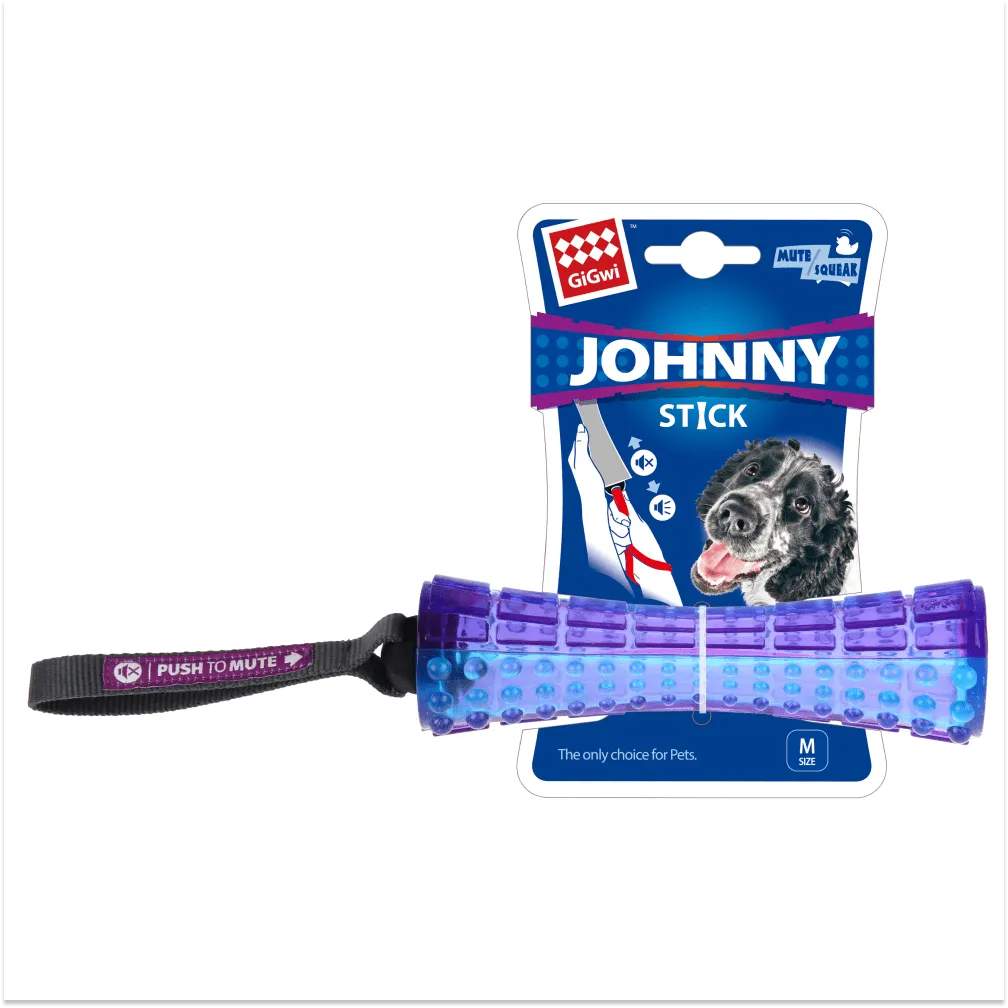 GiGwi Push To Mute Johnny Stick for Dogs (Purple/Blue)