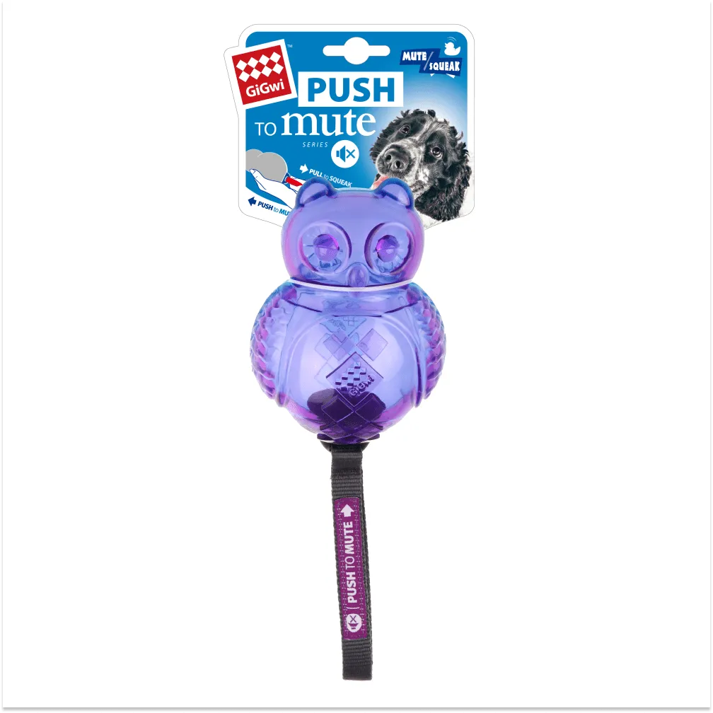 GiGwi Push To Mute Owl Chew Toy for Dogs (Purple & Blue)