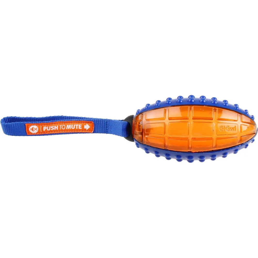 GiGwi Push To Mute Rugby Ball Dog Toy (Blue/Orange)