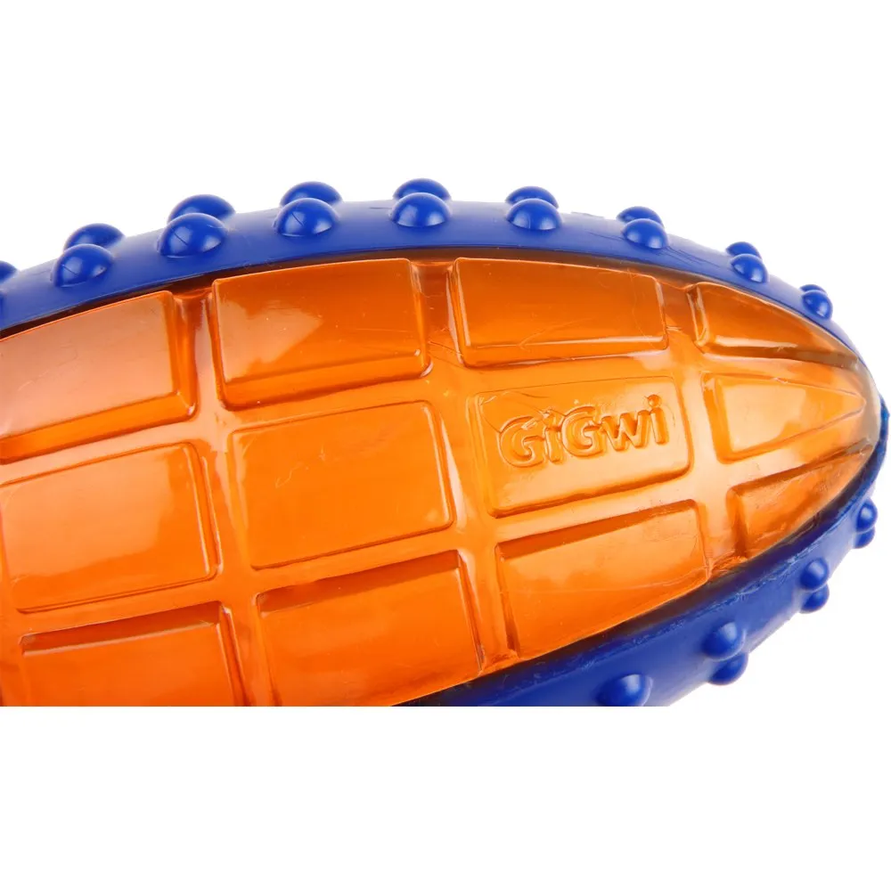 GiGwi Push To Mute Rugby Ball Dog Toy (Blue/Orange)