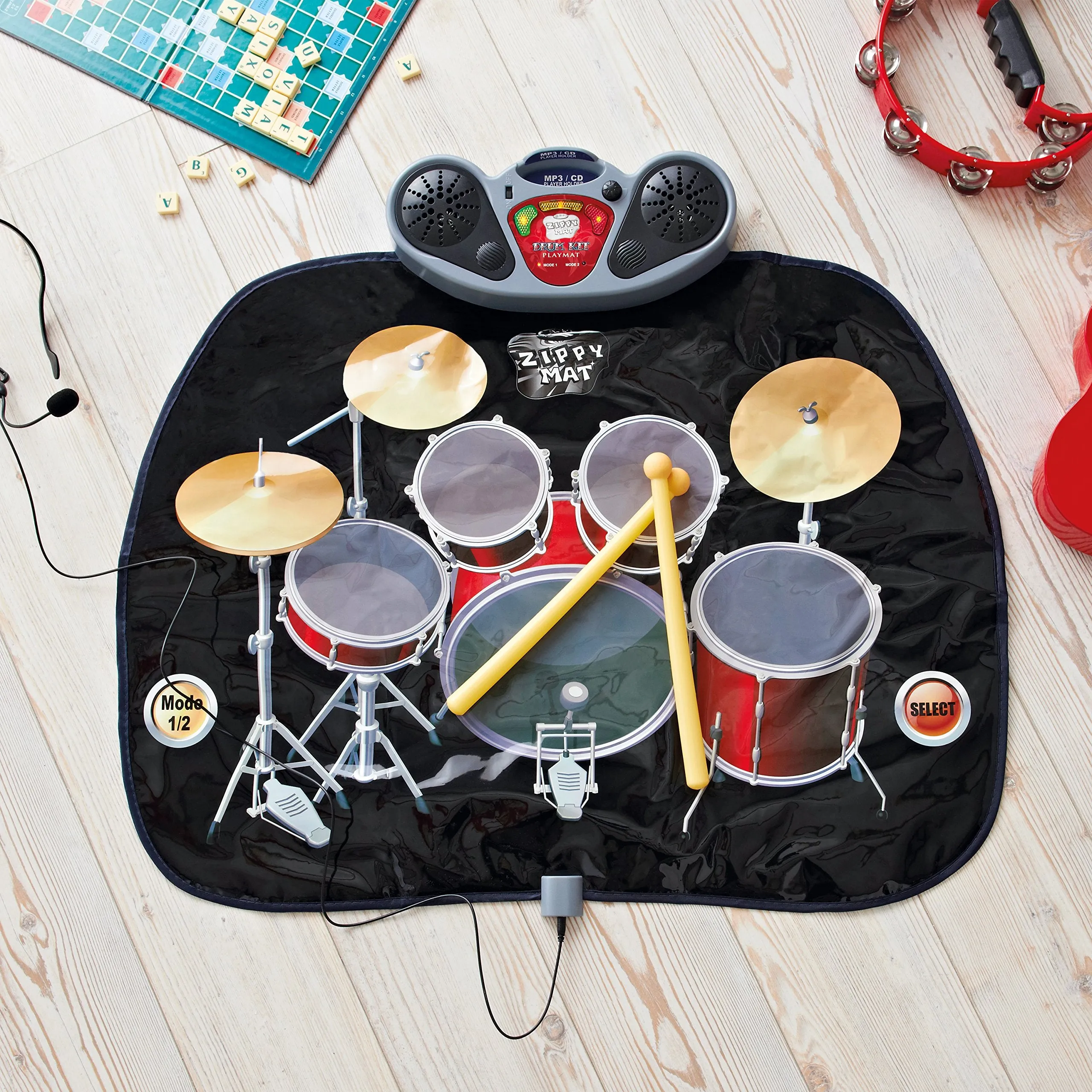 Global Gizmos Drum Kit Music Game Playmat ~ Kids, Fun ~ Includes Drumsticks ~ Interactive, Sounds ~ 52480 "