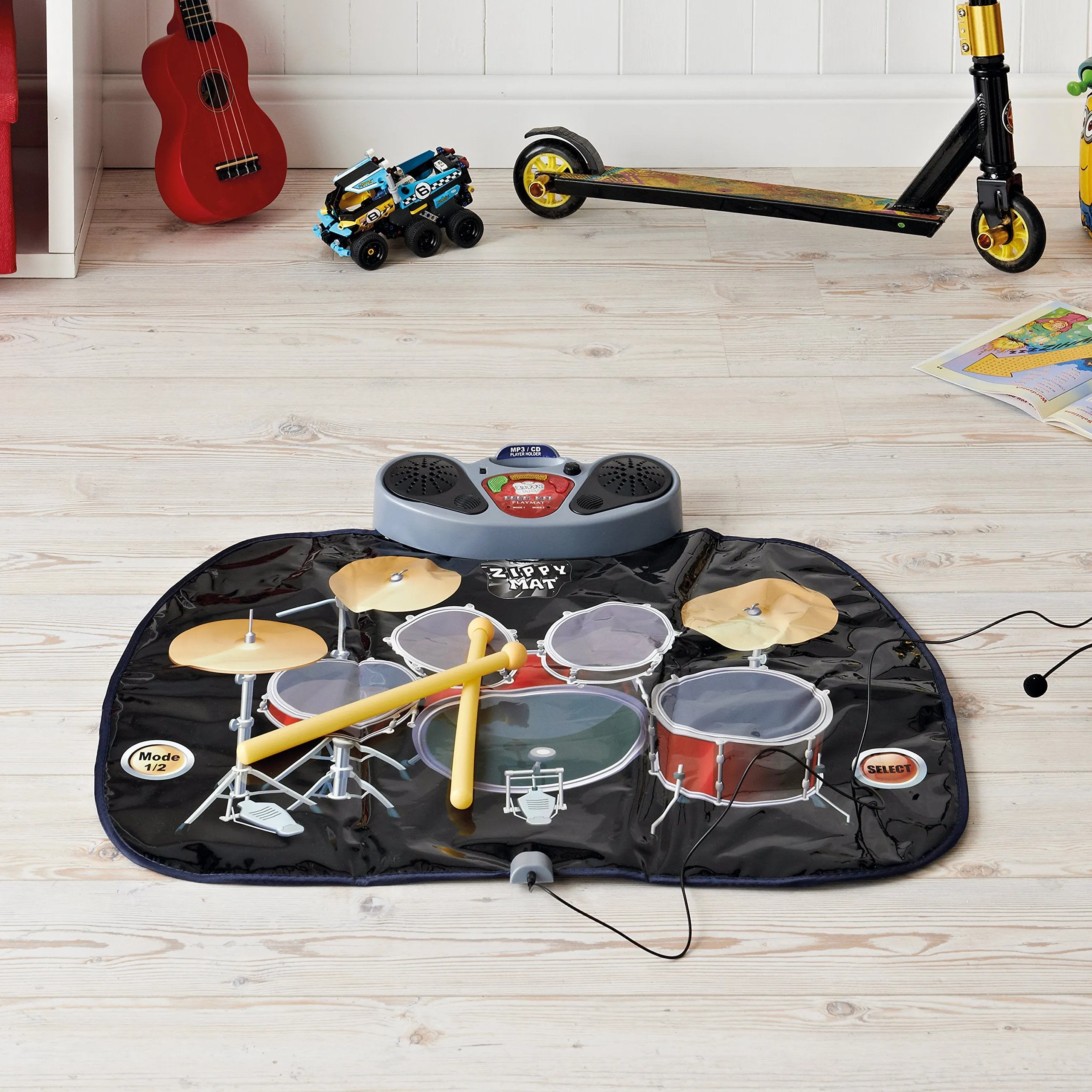 Global Gizmos Drum Kit Music Game Playmat ~ Kids, Fun ~ Includes Drumsticks ~ Interactive, Sounds ~ 52480 "