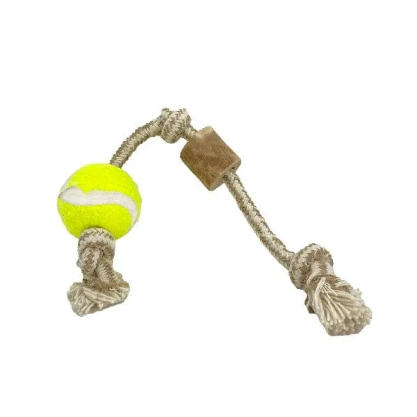 Good Dog Rope with Tennis Ball & Java Wood