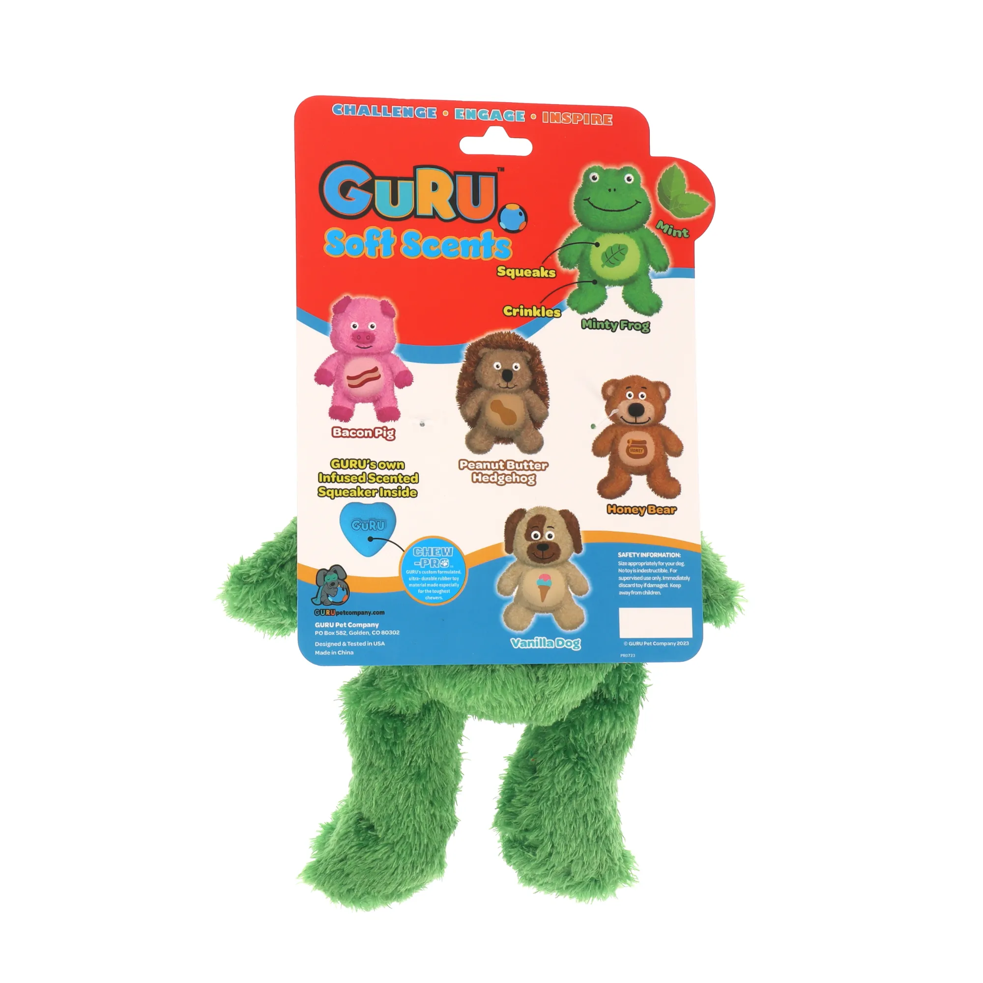 GURU Soft Scents Frog Strawberry Dog Toy Medium