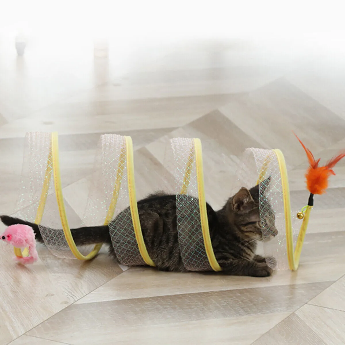 Interactive Cat Tunnel with Toys - Collapsible Play Tube for Kittens