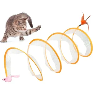 Interactive Cat Tunnel with Toys - Collapsible Play Tube for Kittens