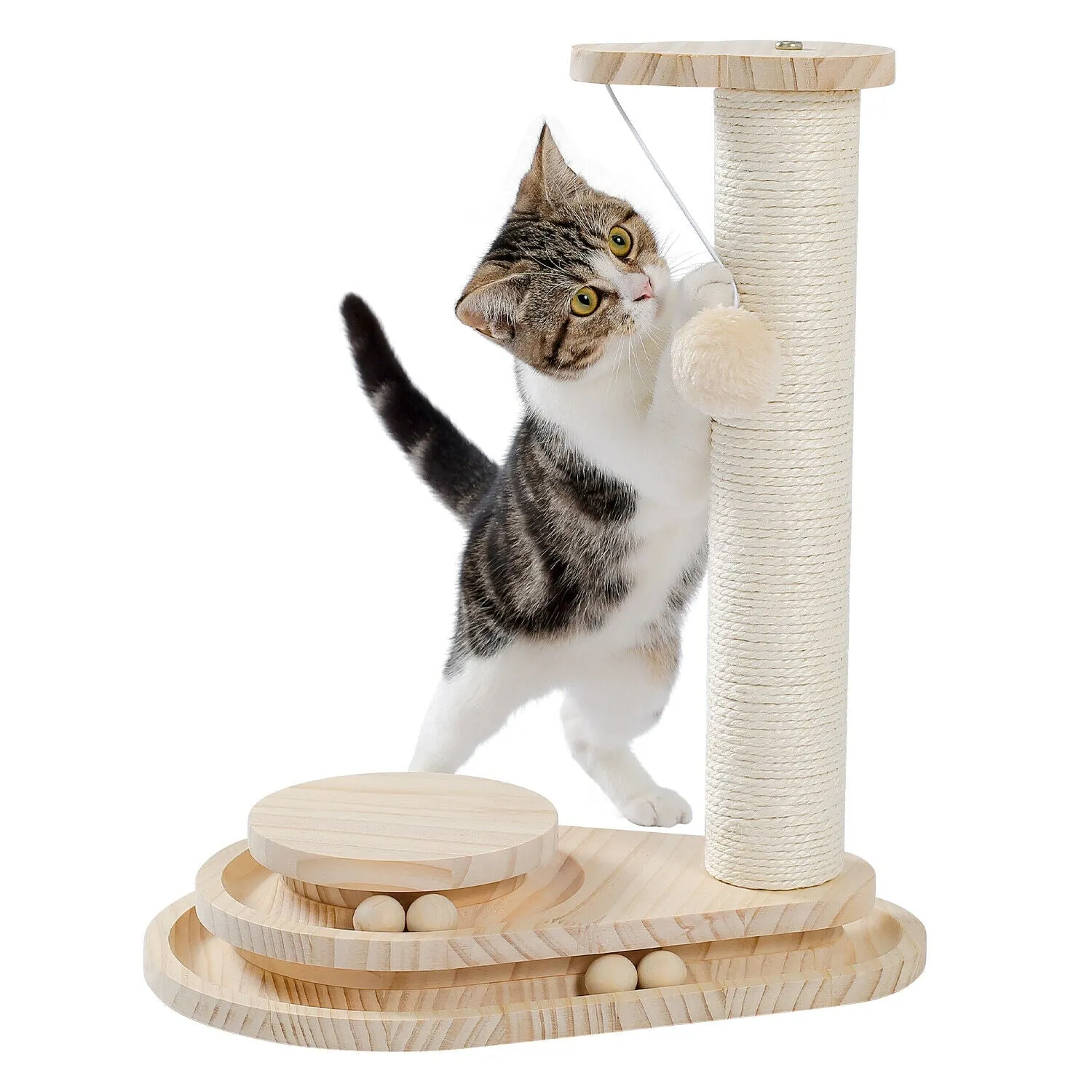 Interactive Turntable Wooden Ball Cat Toy