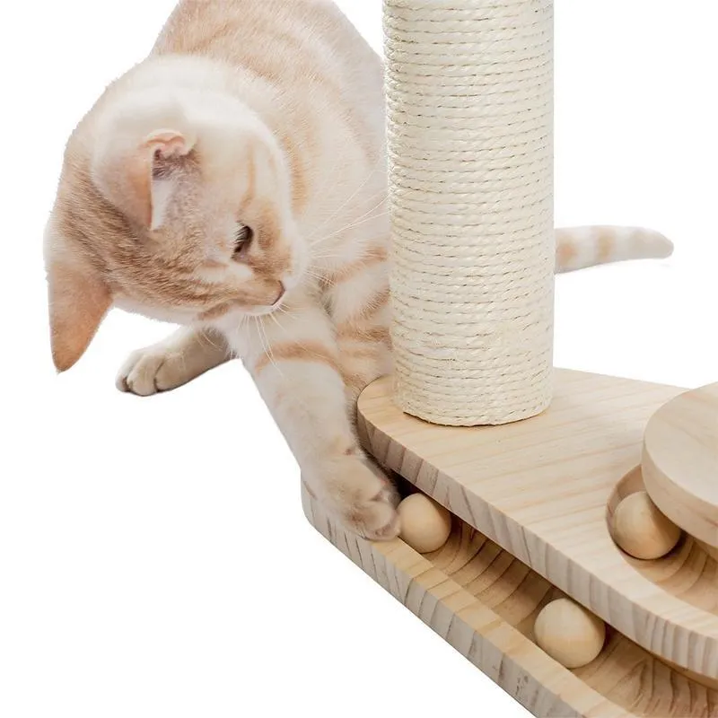 Interactive Turntable Wooden Ball Cat Toy