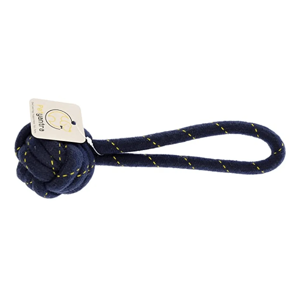 Kiki N Pooch Rope Handle Ball Toy for Dogs (Blue)