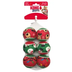 KONG Holiday SqueakAir Balls 6pk - Medium