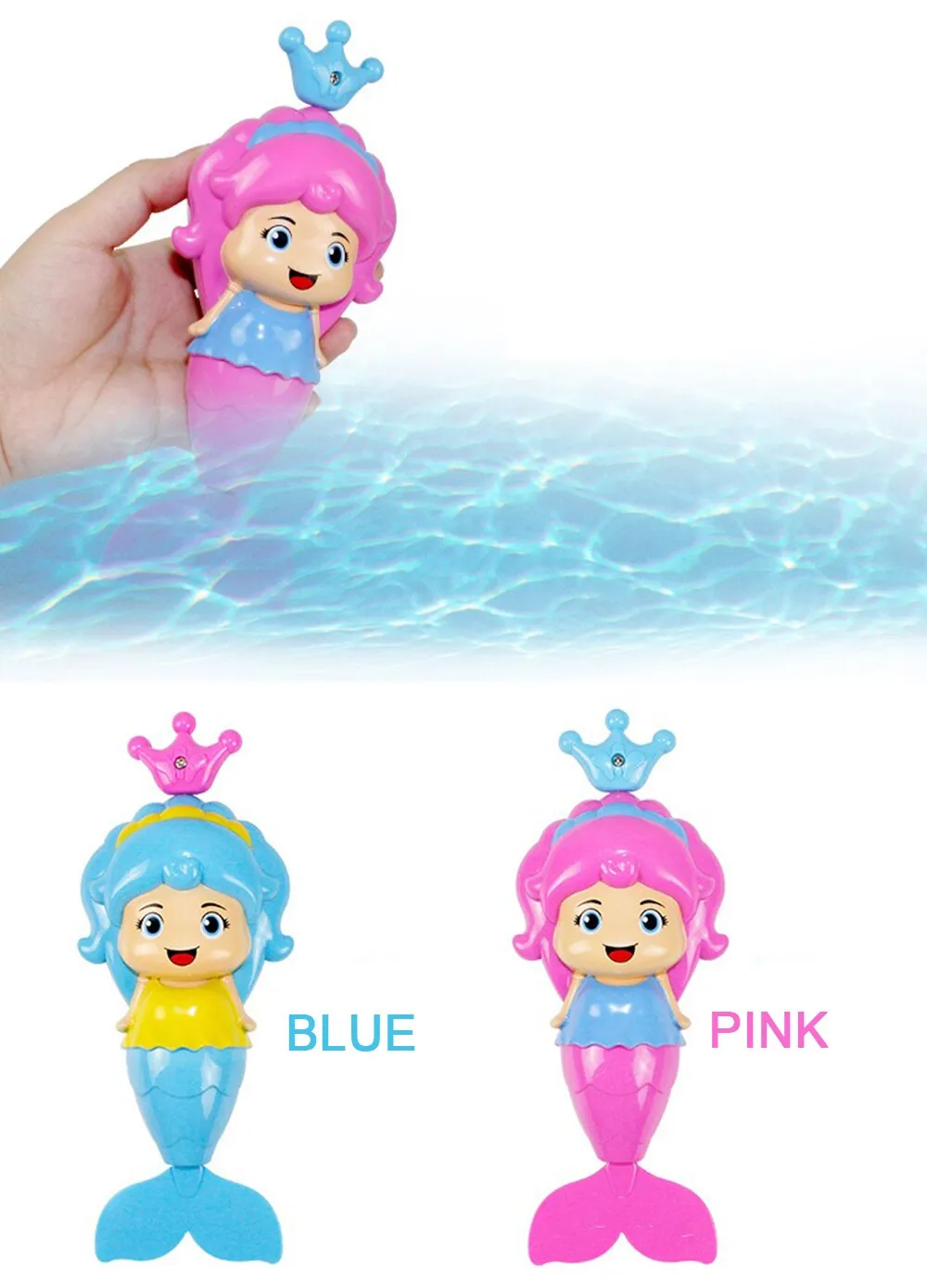 Mermaid Baby Bath Toys Kids Clockwork Swim Wind Up