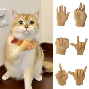 Mini Hand Cat Teaser Toys - TPR Soft Finger Gloves for Interactive Play