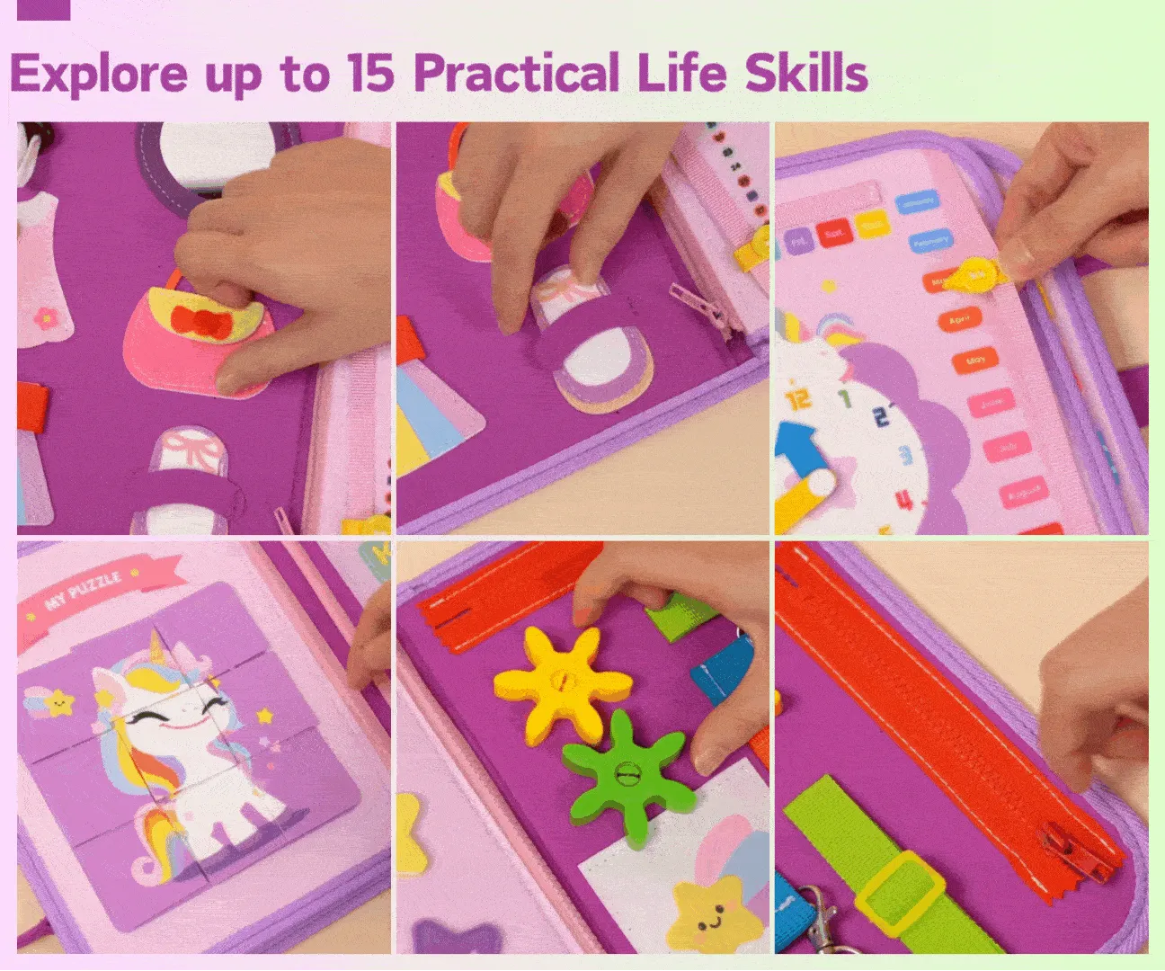 Personalized Toddler Activities Learning Busy Board for 3-6 Years Old - 4 Themes