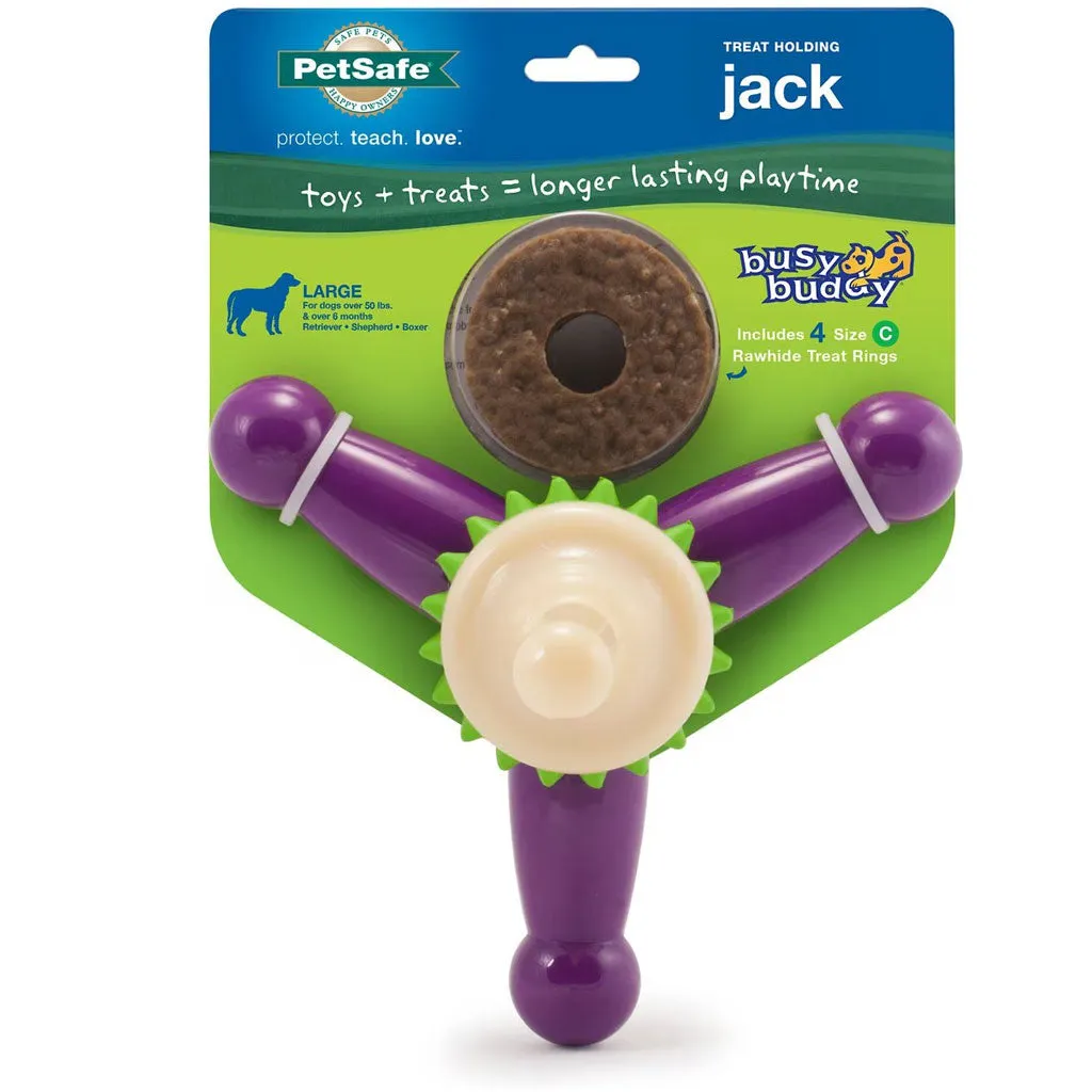 Petsafe Busy Buddy Jack Treat Dispenser Dog Chew Toy, Purple/White