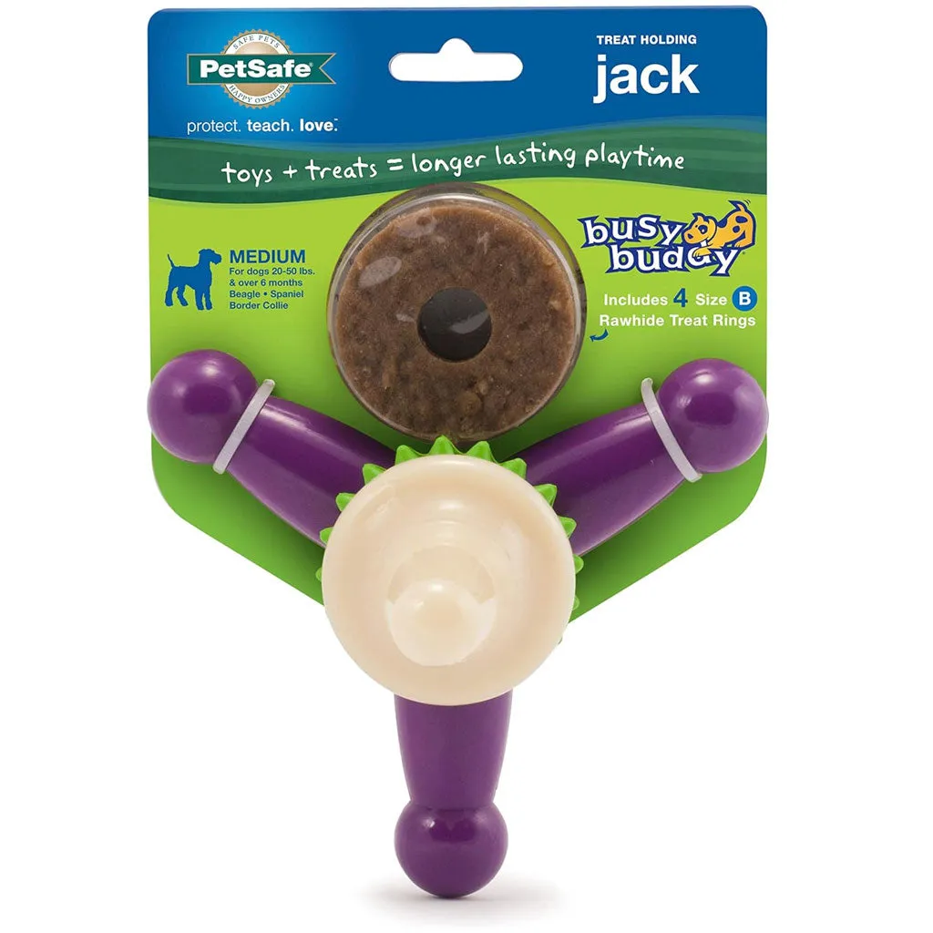 Petsafe Busy Buddy Jack Treat Dispenser Dog Chew Toy, Purple/White