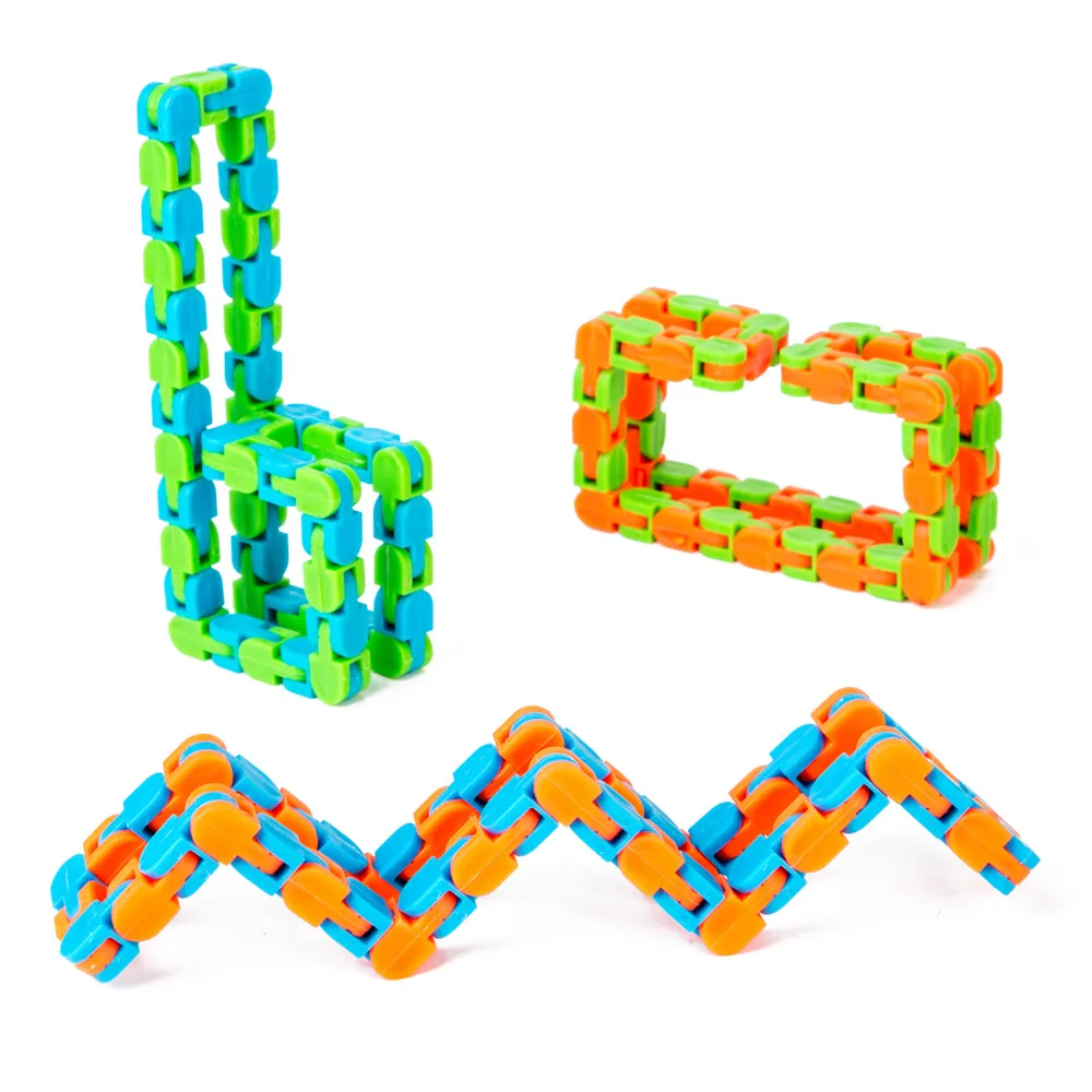 PROLOSO 9 Pcs Wacky Tracks Snap and Click Finger Fidget Toys Sensory Gadget Snake Puzzle