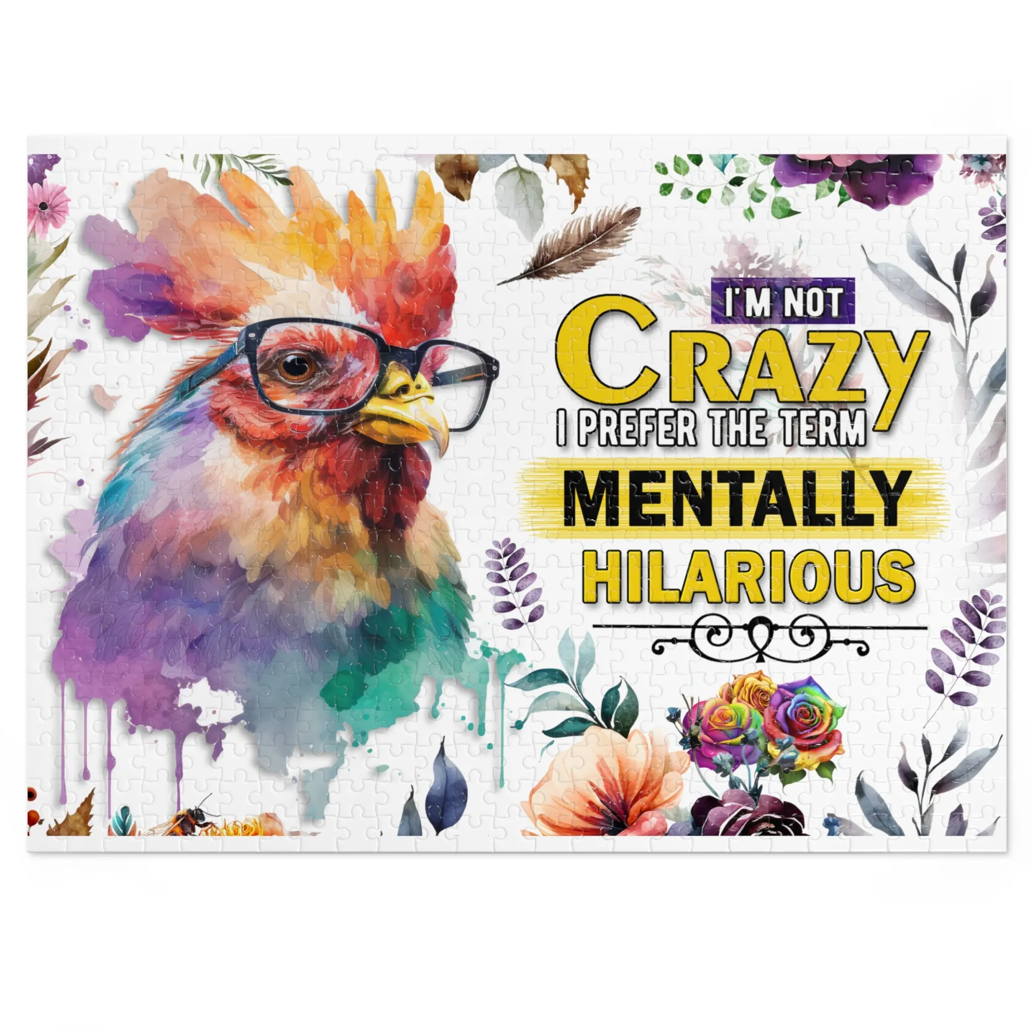 Puzzle, Chicken/Rooster, I am not Crazy I prefer the term Mentally Hilarious, Personalised/Non-Personalised (30, 110, 252, 500,1000-Piece) awd-641