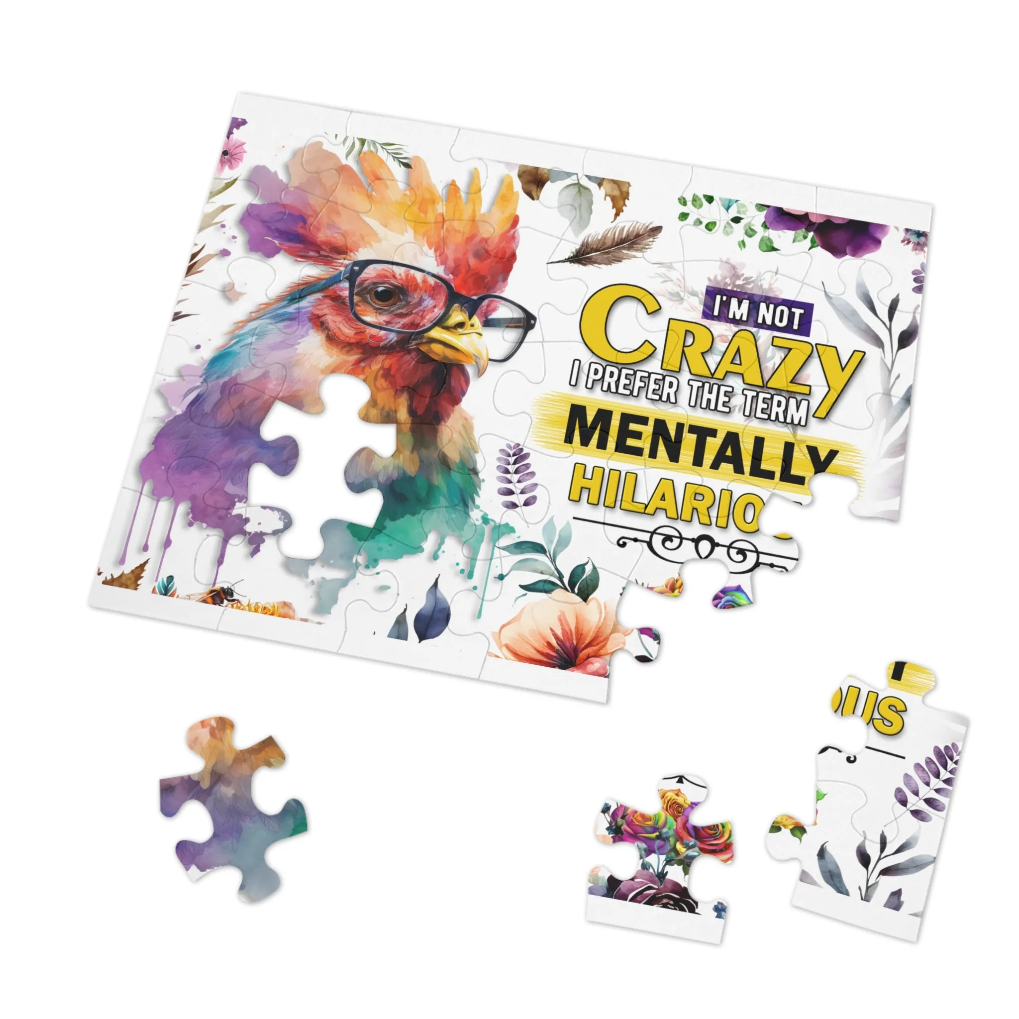 Puzzle, Chicken/Rooster, I am not Crazy I prefer the term Mentally Hilarious, Personalised/Non-Personalised (30, 110, 252, 500,1000-Piece) awd-641