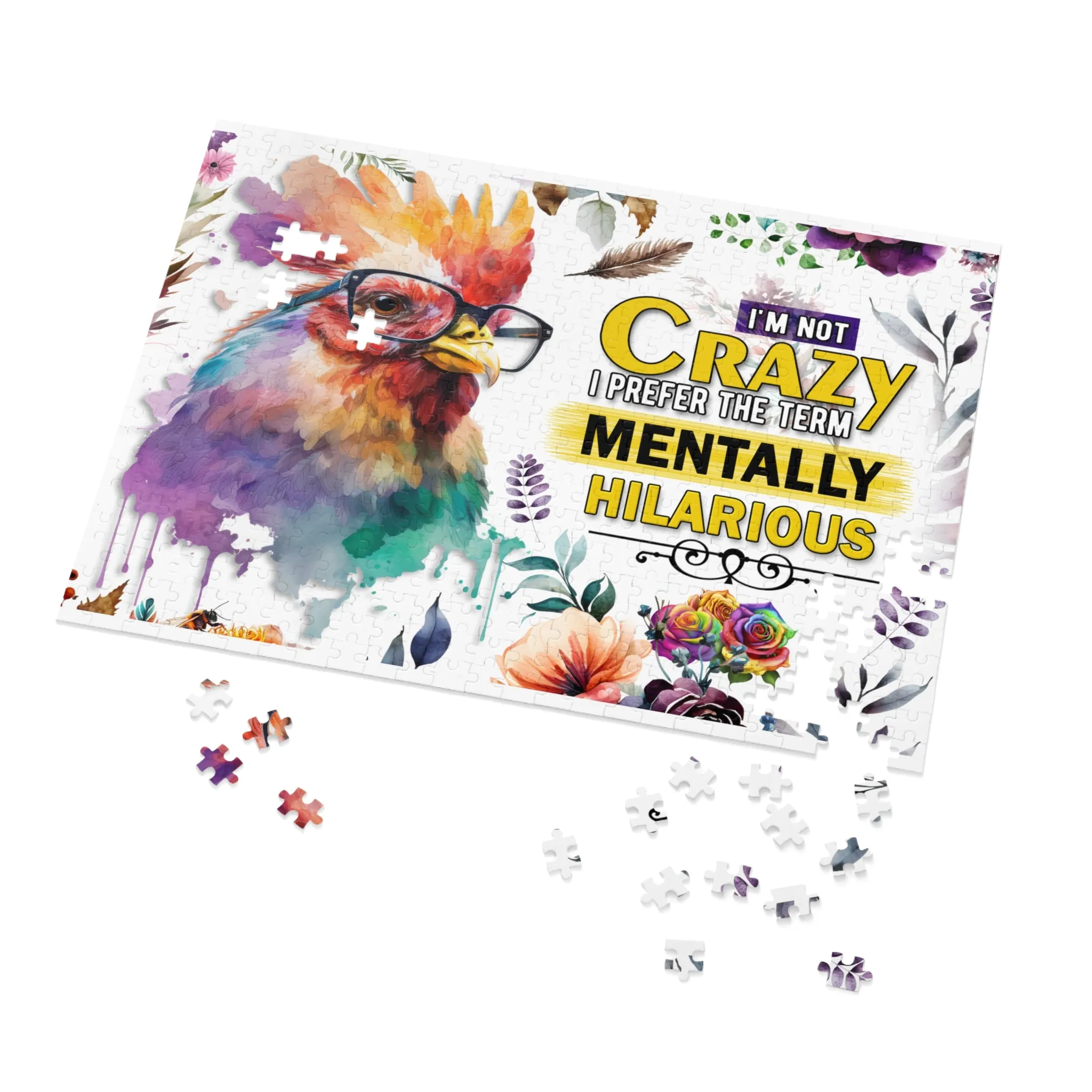 Puzzle, Chicken/Rooster, I am not Crazy I prefer the term Mentally Hilarious, Personalised/Non-Personalised (30, 110, 252, 500,1000-Piece) awd-641