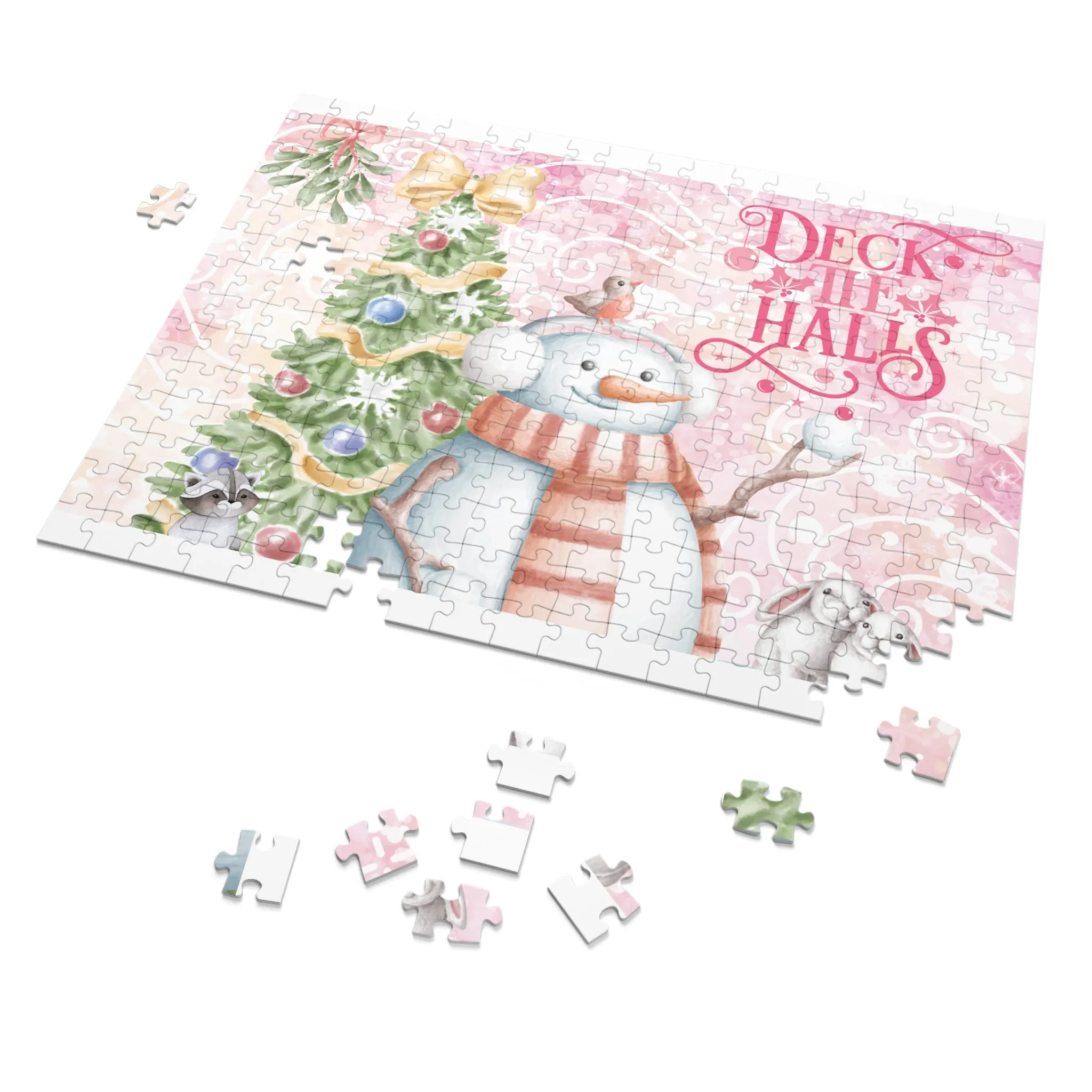 Puzzle, Christmas Snowman, Deck the Halls, Personalised/Non-Personalised (30, 110, 252, 500,1000-Piece)