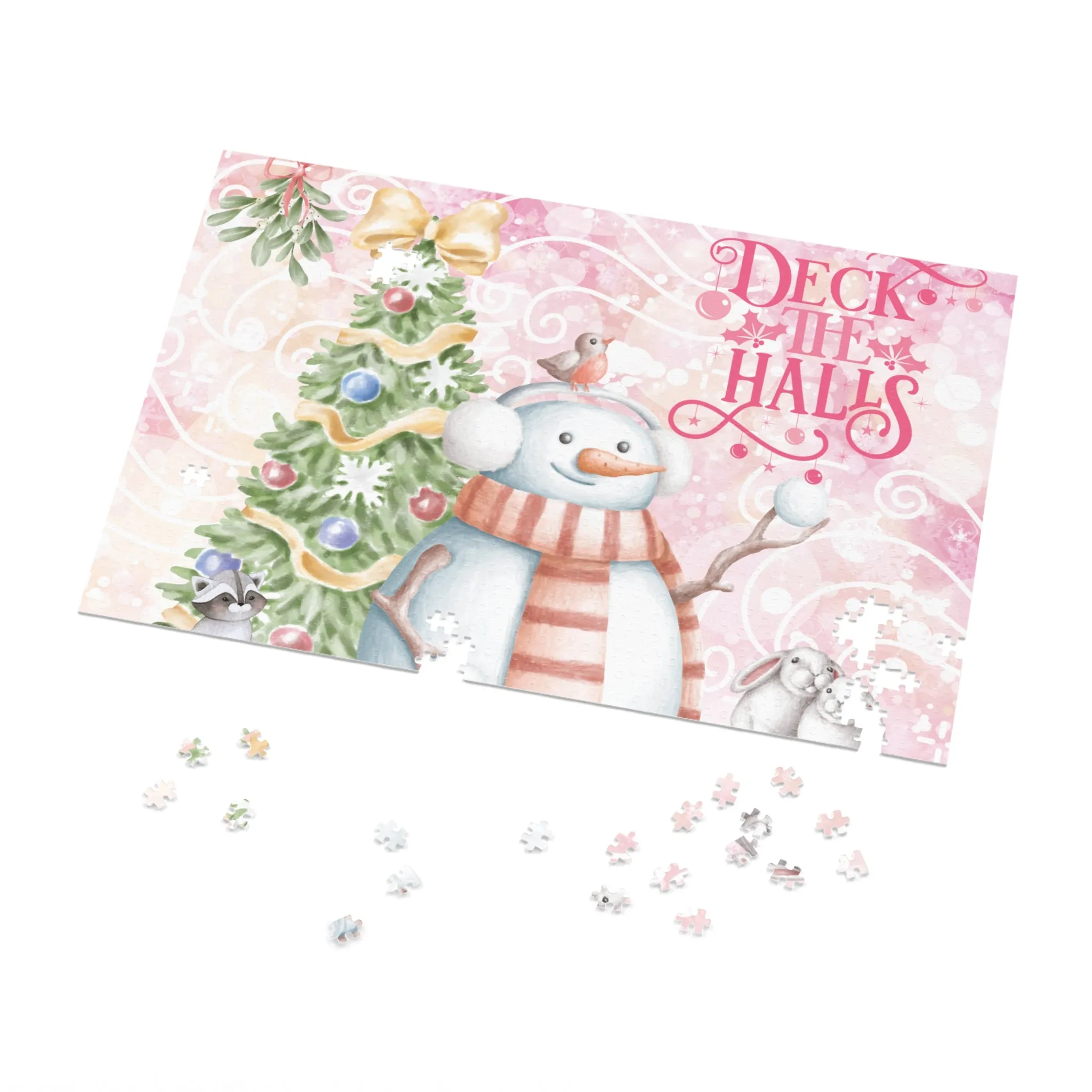 Puzzle, Christmas Snowman, Deck the Halls, Personalised/Non-Personalised (30, 110, 252, 500,1000-Piece)