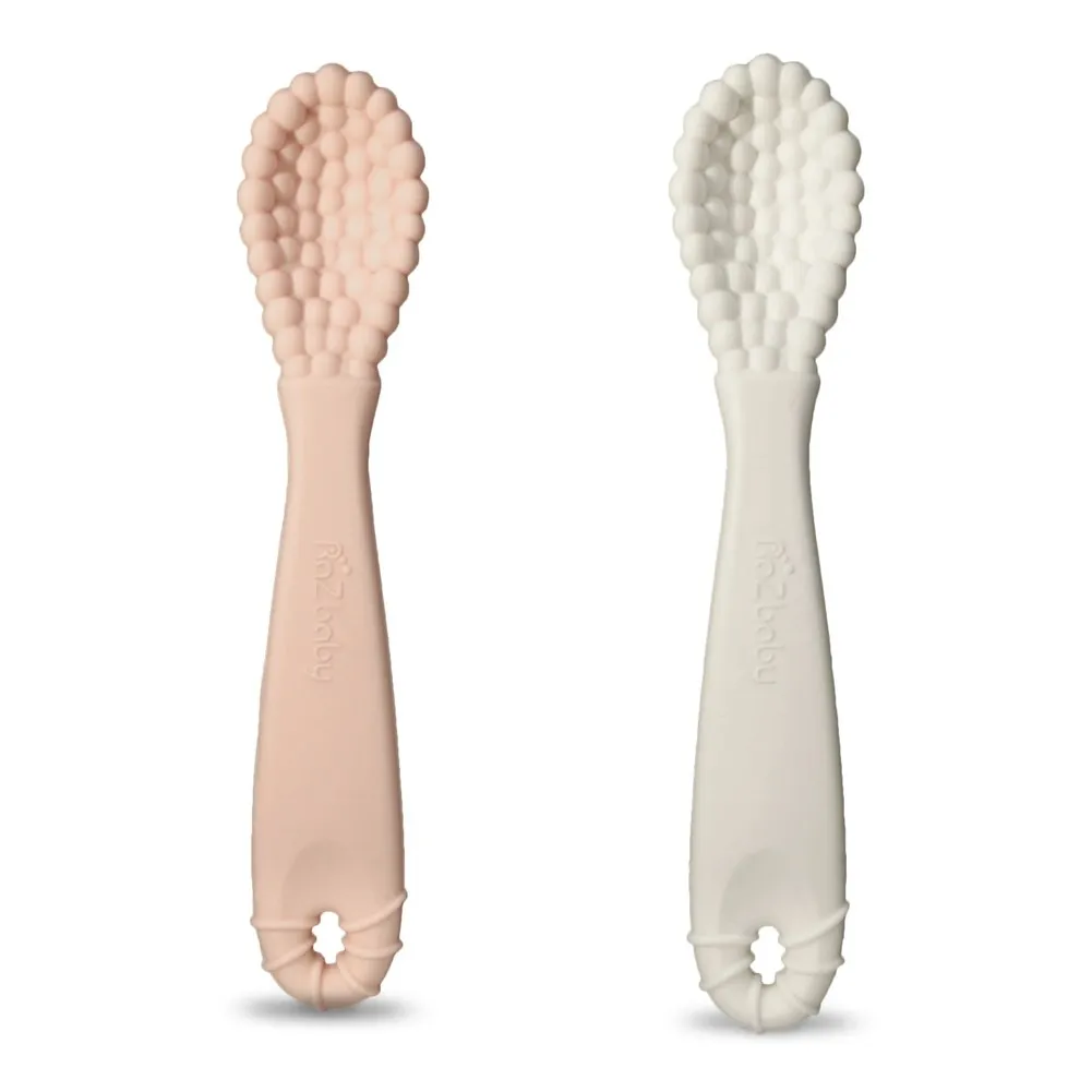 RaZbaby RaZberry 2-Pack Silicone Training Spoons - Pink/White