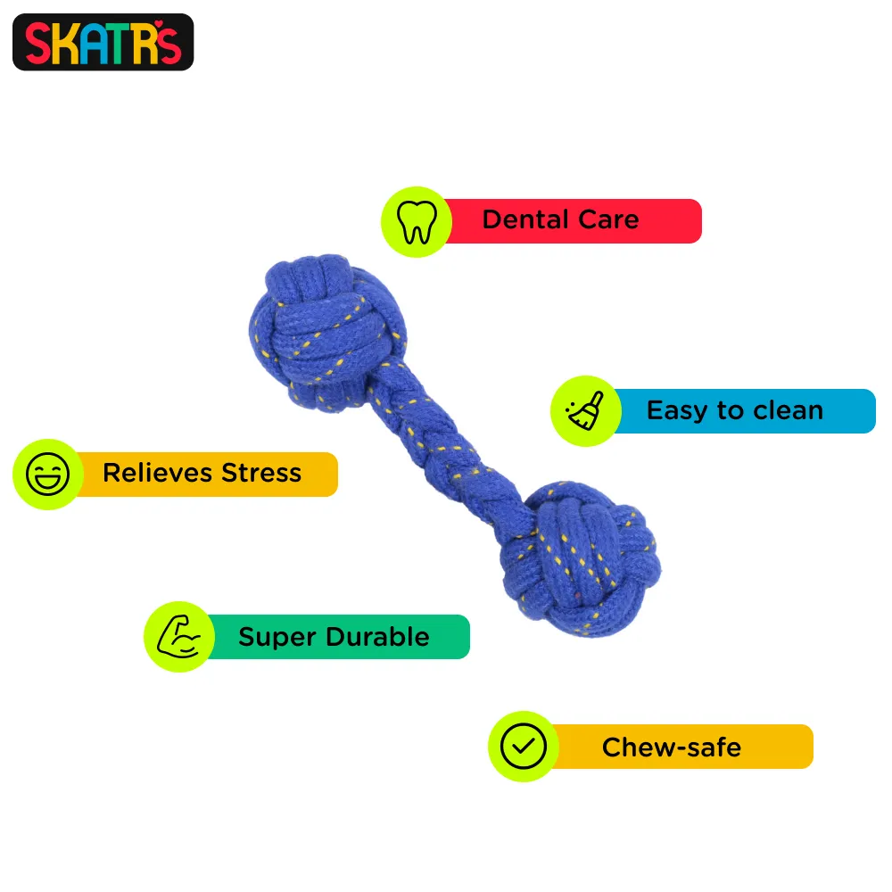 Skatrs Knotted Dummy, Knotted Ball, Dumbbell and Ball Shaped Rope Chew Toy for Dogs and Cats Combo