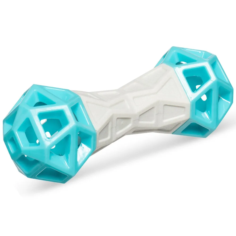 Totally Pooched Flex'n Squeak Rubber Dumbbell Dog Toy (Teal)