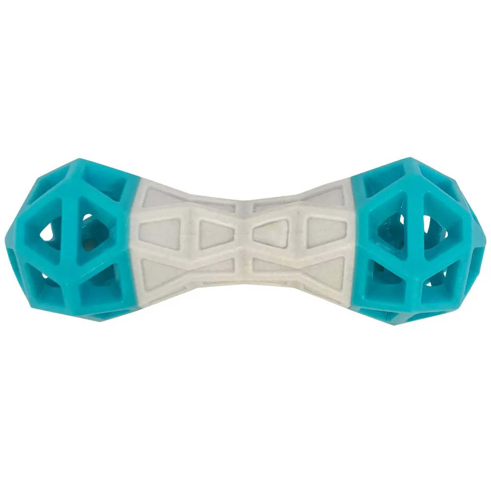 Totally Pooched Flex'n Squeak Rubber Dumbbell Dog Toy (Teal)