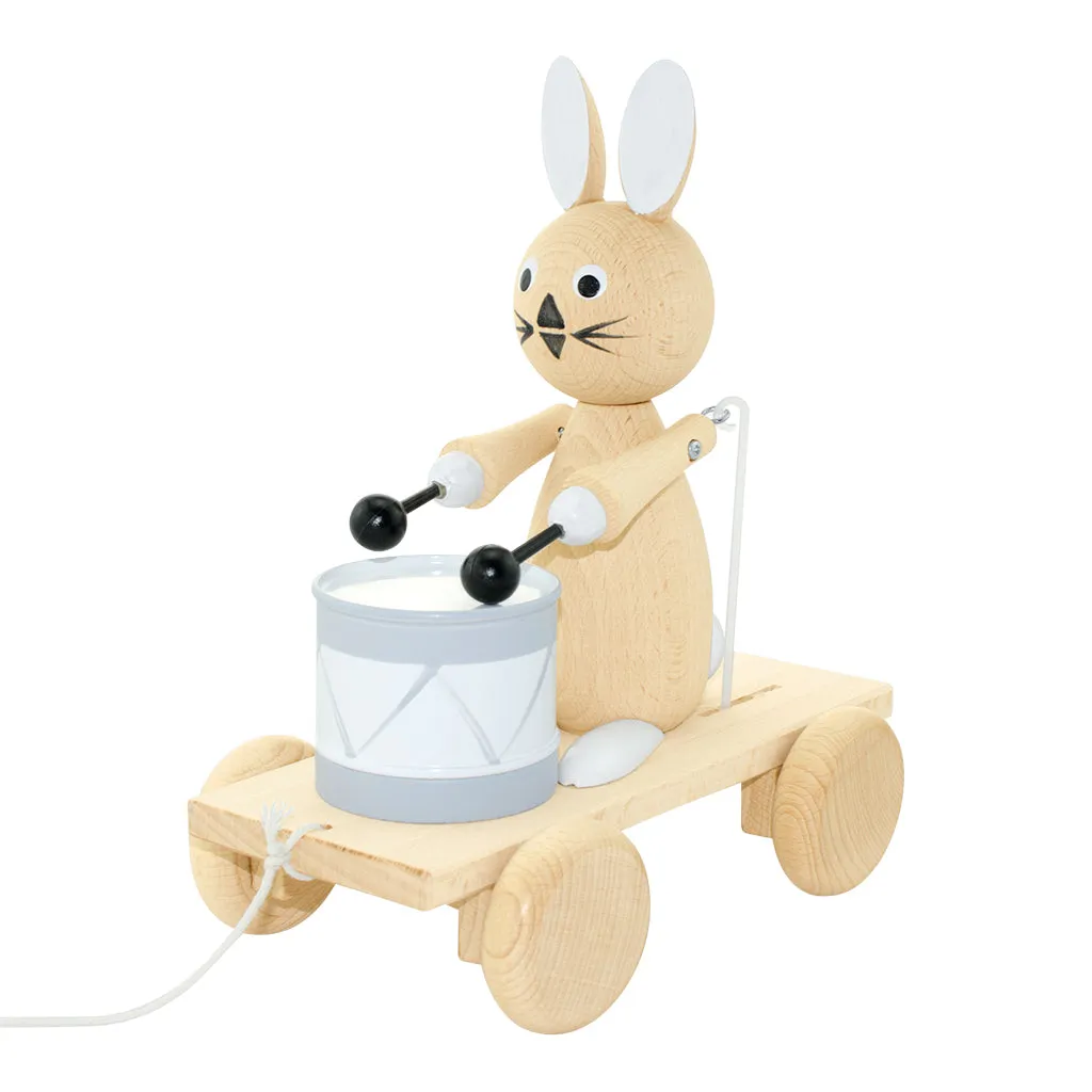 Wooden Pull Along Rabbit With Drum - Mabel